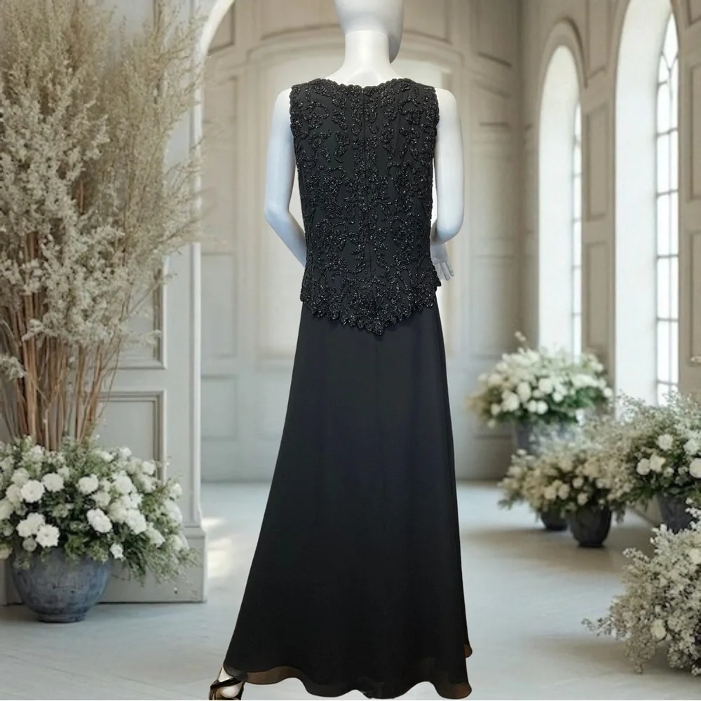 JKARA New York Womens Black Beaded Embellished Formal Gown Dress Size 12 - Picture 4 of 4